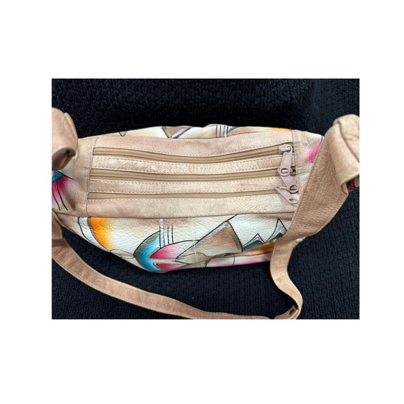 Colorful Abstract Hand Painted Leather Bag - Picture 3 of 11